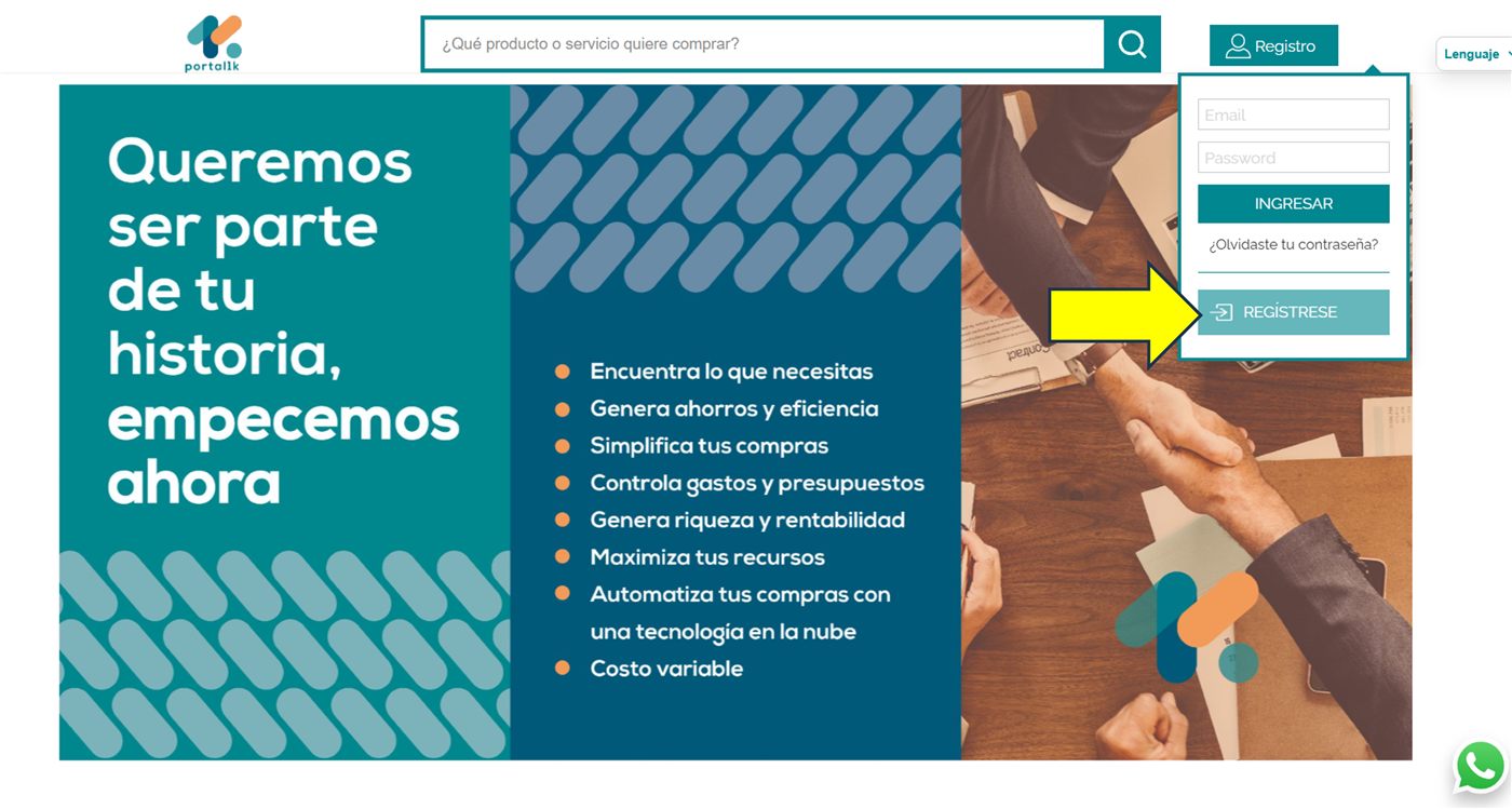 Captura de Portal 1K — Ingresar al preregistro